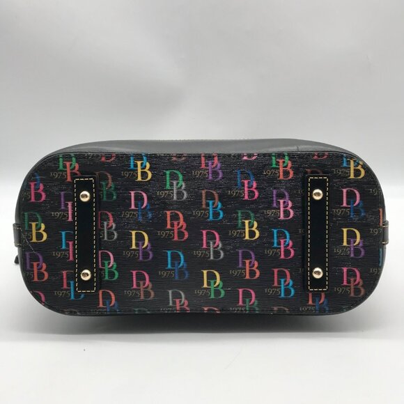 Dooney & Bourke Black Monogram Leather DB75 Satchel Bag - Picture 5 of 11